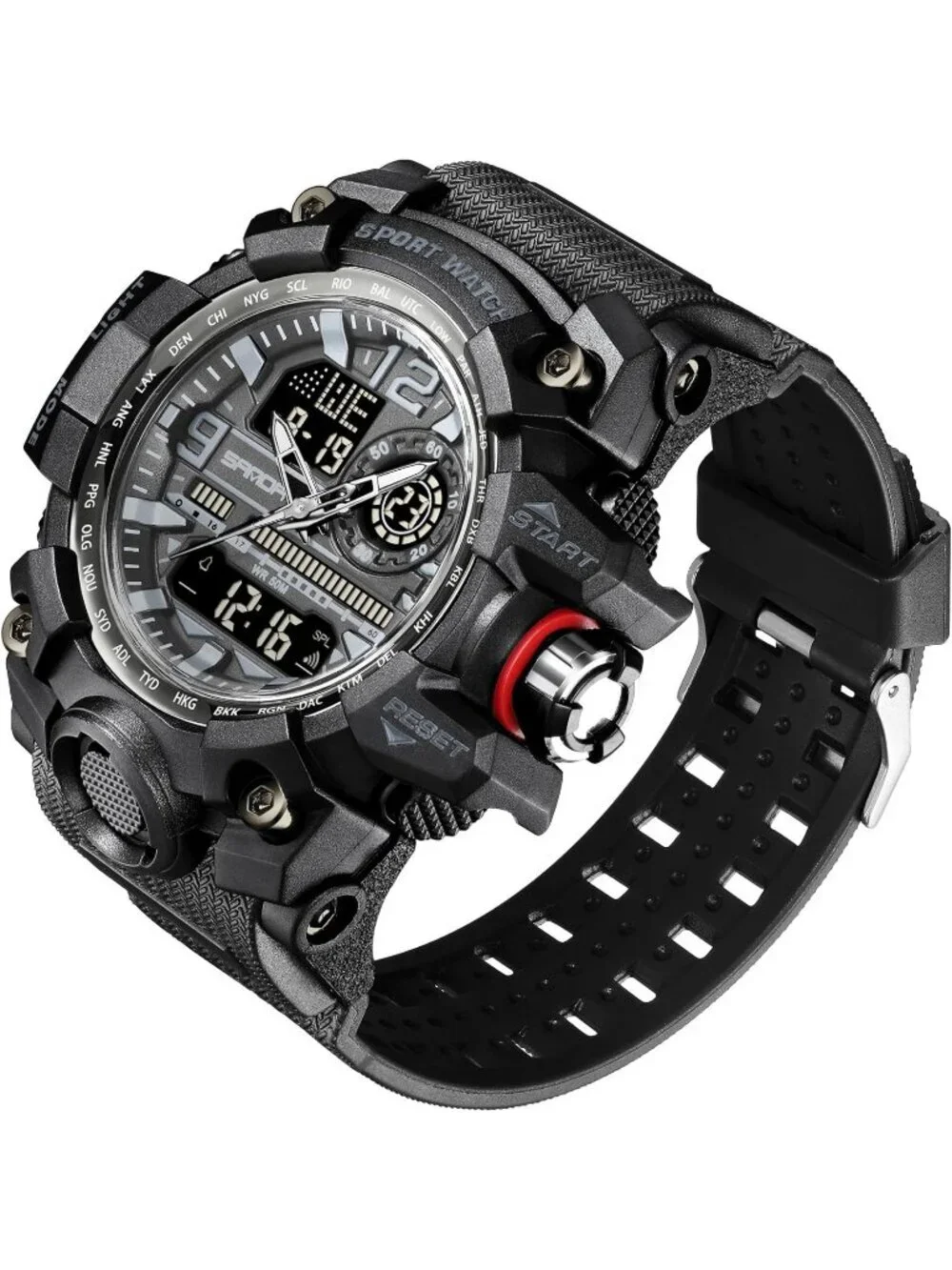 Men's Black Analog Quartz Waterproof Military Sports Outdoor LED Digital Watch